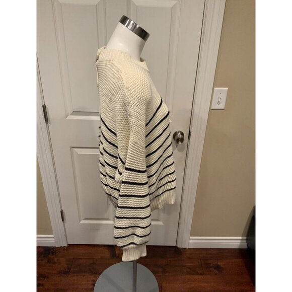 Alex Mill Cream & Navy Striped Button Back Sweater, Size XL $150 Size XL - Picture 7 of 12